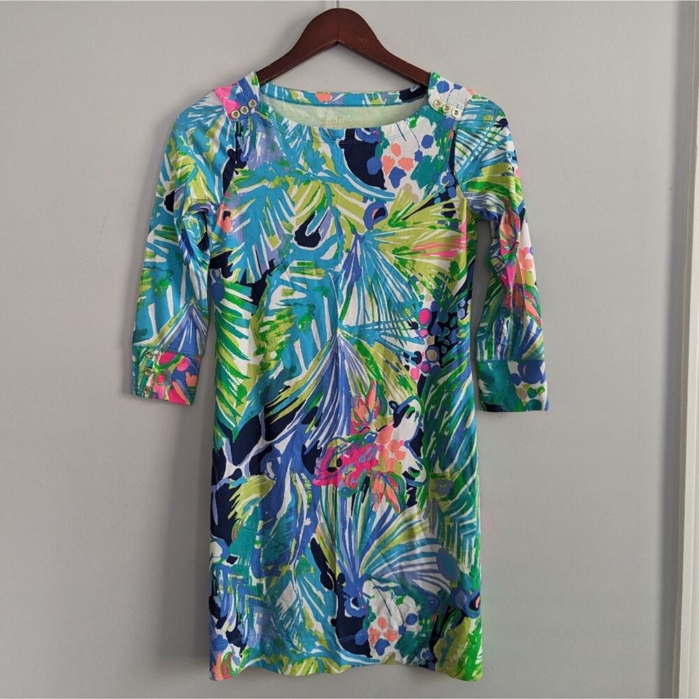 Women's Lilly Pulitzer Ophelia Dress XS 3/4 Sleeve Bright Comfy Beach Cruies - Picture 2 of 9